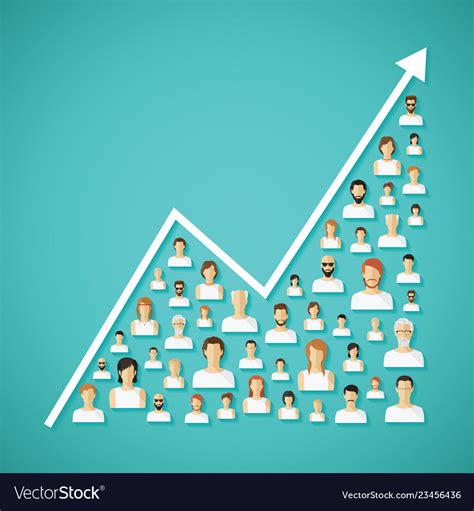 Social Network Population And Demography Growth Vector Image