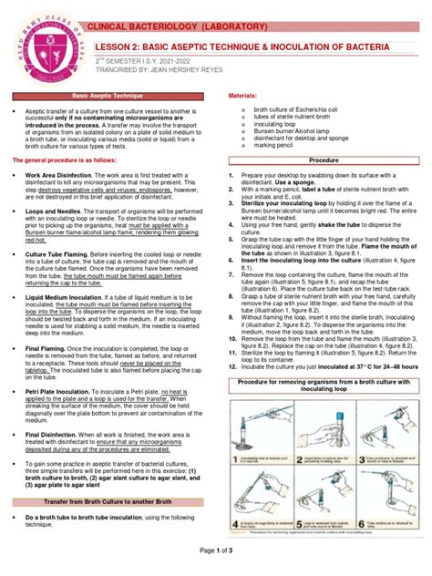 Laboratory 2 Basic Aseptic Technique And Inoculation Of Bacteria Pdf