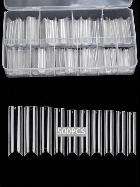 500pcs No C Curve Xxl Square Nail Tips Clear Acrylic Fake Nails Tapered