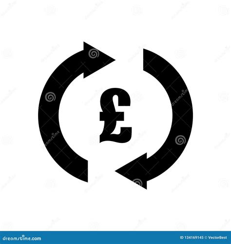 Pound Currency Sign In Counterclockwise Circle Of Arrows Icon Vector