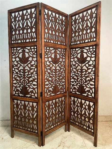 Wood Carved Screen Room Divider 72 Inches Etsy