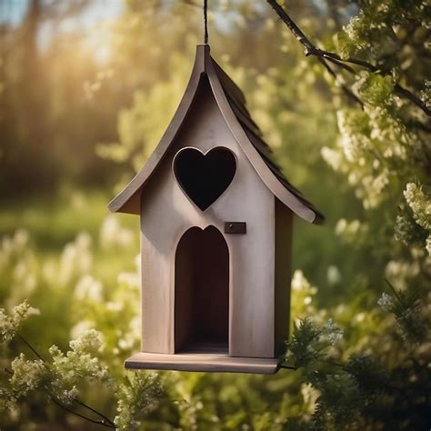 Premium Photo A Birdhouse Hanging From A Tree With The Sun Shining