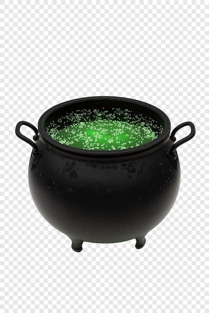 A Black Pot With Green Liquid In It Is Filled With Green Liquid