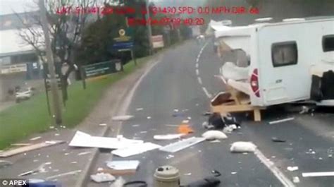 Caravan Destroyed When Driver Towing It Loses Control When Trying To