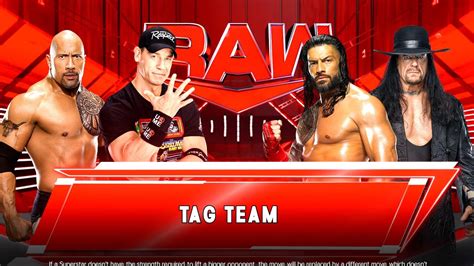 John Cena The Rock Vs Undertaker Roman Reigns Tag Team Wwe 2k23