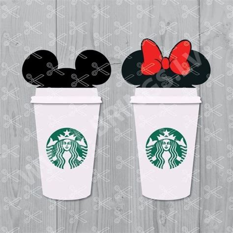 Mickey And Minnie Starbucks Cup Svg Dxf Cut Files For Cricut And Silhouette