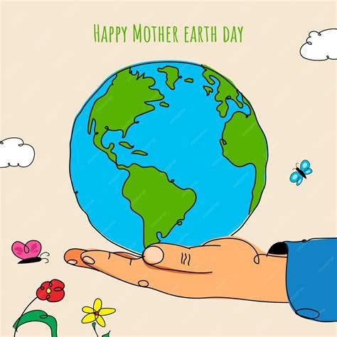 Premium Vector Happy Mother Earth Day Concept Globe In A Hand