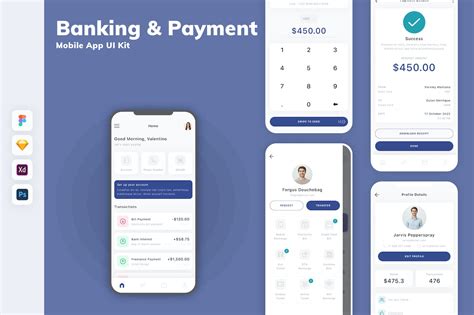 银行和支付移动应用APP UI KIT FIG PSD SKETCH XD 云瑞设计