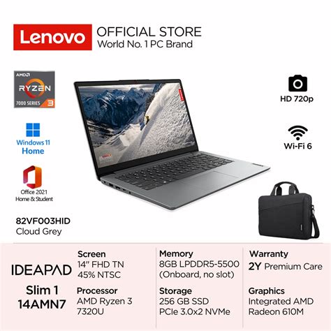 Jual Lenovo IdeaPad Slim 1 14AMN7 AMD Ryzen 3 7320U Win11 8GB 256GB SSD