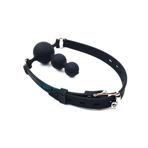 Mouth Ball Gag Silicone Black Gourd Shape Dildo Deep Throat Force Open Gags