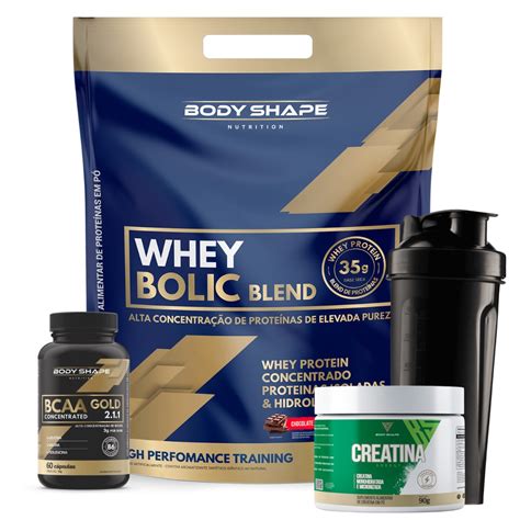 Kit Whey Protein Bolic 1 8Kg Bcaa Gold Creatina 90g Coqueteleira