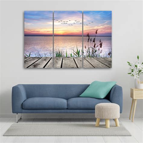 Leinwandbild Teilig Steg Strand Sonnenuntergang Wall Art De