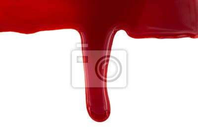 Dripping Blood Isolated On White Background Flowing Red Blood Wall