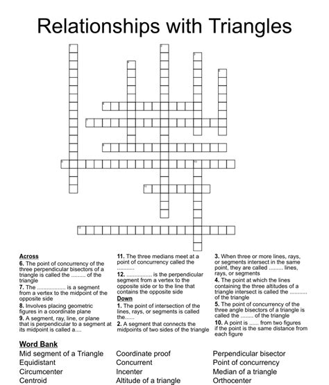 Relationships With Triangles Crossword Wordmint