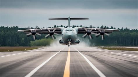 Premium Photo Military Aviation A Military Airplane Landing On A