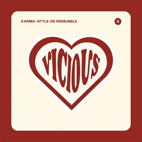 Vicious Retro Heart Red Sticker For Sale By Karma Style In 2024