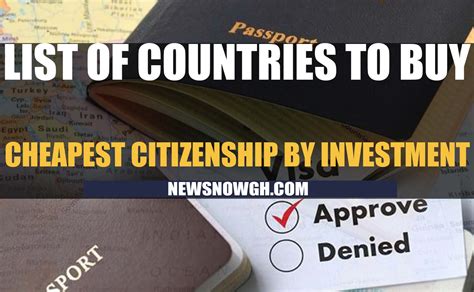 List Of Countries To Buy Cheapest Citizenship By Investment