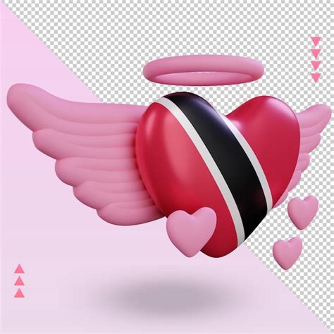 3d Valentine Love Trinidad Y Tobago Flag Rendering Vista Izquierda