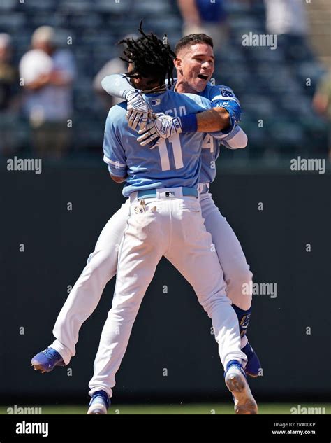 Kansas City Royals Freddy Fermin Celebrates With Maikel Garcia 11