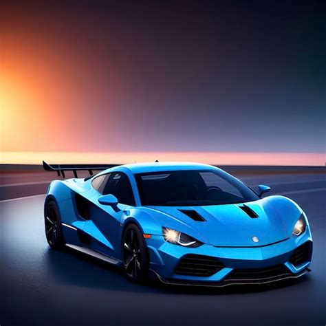 Premium Photo Sports Blue Racing Car Futuristic Sports Car