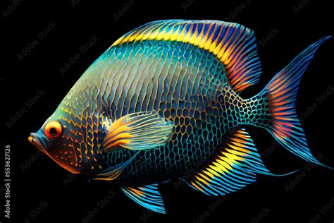 Beautiful Colorful Fisch On Black Background Image Created With