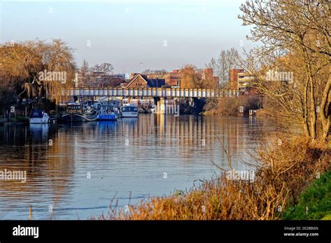 The Riverside At Staines On Thames On A Cold And Sunny Winters Day