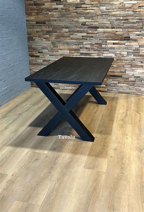 Eettafel Zwart Eiken Houtlook Nero Ruvido Met X Poot Bestellen Bij