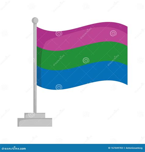 Polysexual Pride Flag Waving Vector Illustration Designed With Correct Color Scheme