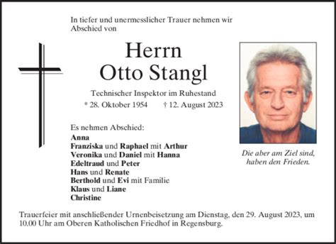 Traueranzeigen Von Otto Stangl Mittelbayerische Trauer