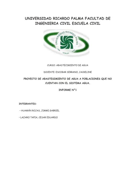 Universidad Ricardo Palma Facultad De Ingenieria Civil Escuela Civil Pdf