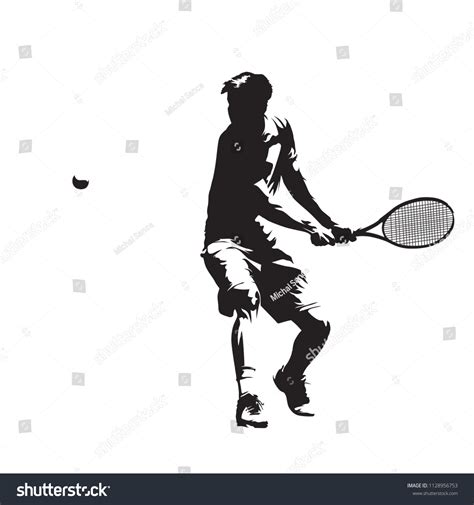 Tennis Player Isolated Vector Silhouette Backhand Vector De Stock