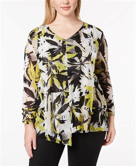 Alfani Plus Size Printed Draped Top Created For Macys Macys