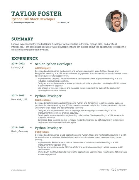 5 Python Full Stack Developer Resume Examples And Guide For 2023