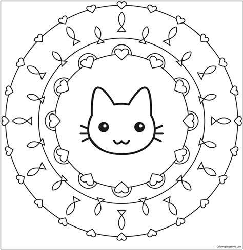 Printable Cat Mandala Coloring Pages