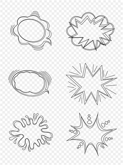 Hand Drawn Explosion Cloud Conversation Bubble Element Simple Black And