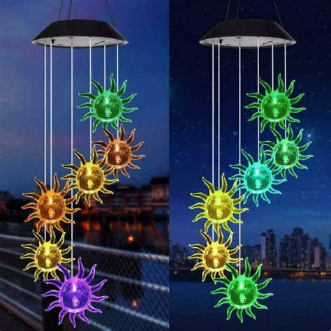 LED Carillon De Vent Solaire Changement De Couleur Solaire LED