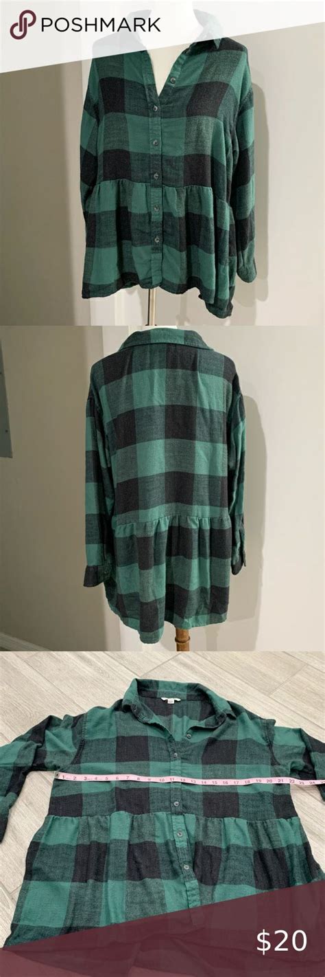 American Eagle Green And Black Plaid Flannel Shirt Plaid Flannel