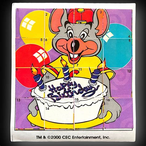 🌟rare 2000 Chuck E Cheese Entertainment Happy Birthday Sticker Puzzle🌟