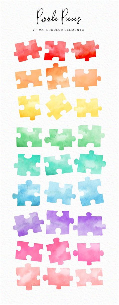 Watercolor Puzzle Pieces Puzzle Clipart Watercolor Games - Etsy Canada | Rainbow abstract, Clip ...