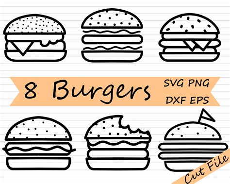 Burger Svg Burgers Svg Bundle Hamburger Clipart Etsy