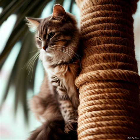 Cat Sits On Palm Tree Scratching Pole By Xrebelyellx On Deviantart