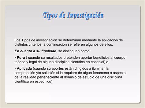 Tipos Y Niveles De Investigacion Ppt