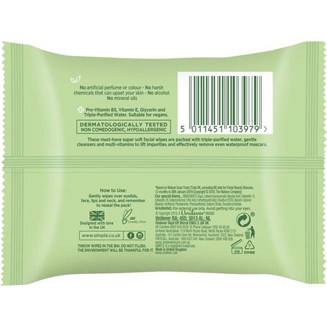 Simple Kind To Skin Cleansing Face Wipes 25 Wipes Woolworths