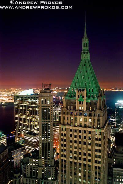 View of 40 Wall Street and the Financial District at Night - Framed ...