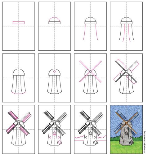 How to Draw a Windmill · Art Projects for Kids Windmill Drawing ...