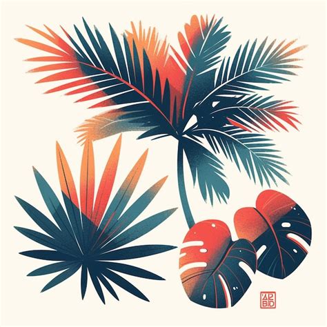 Indonesian Palm Leaf Patterns With Tropical Motifs Premium AI