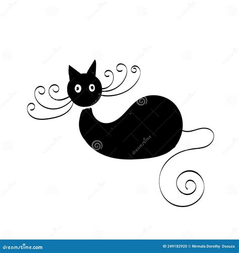 Black Cat Silhouette Design For Print Stock Vector Illustration Of