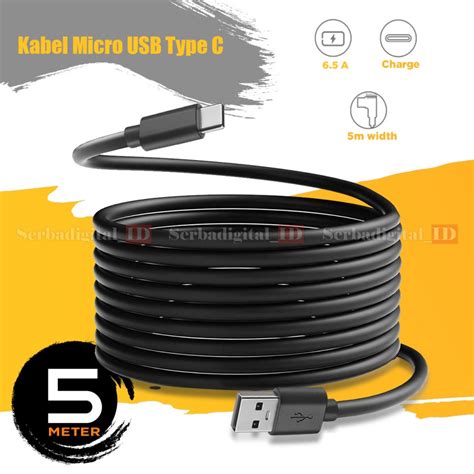 Cable Usb A To Type C Cable 5 Meters Power Cable Charger Shopee Malaysia