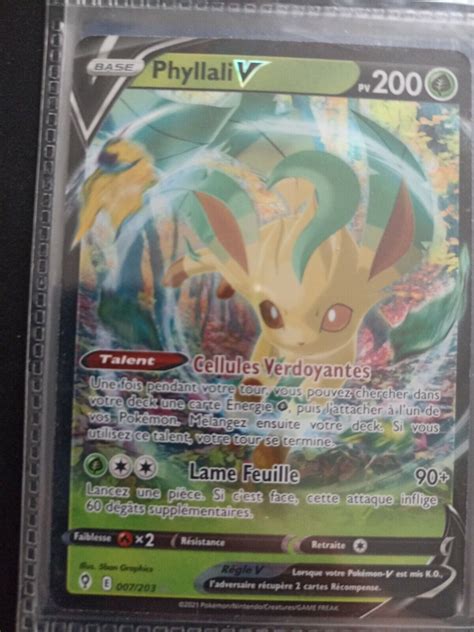 Carte Pokemon Phyllali V Ultra Rare Ep E Et Bouclier Eb Fr