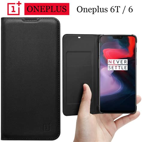 Oneplus 6t Case Flip Smart Leather Cover Original Official One Plus 6 6t Sleep Wake Up Card Slot